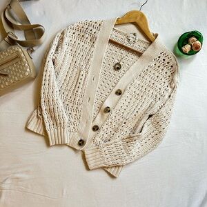 Wonderly Beige Knit Cardigan with Buttons